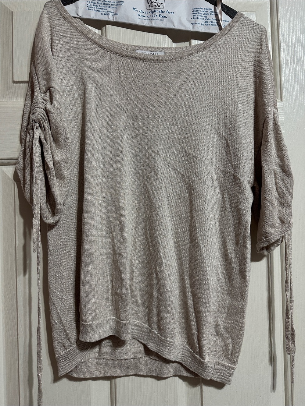 Roz & Ali Neutral Taupe Knit Boatneck Top